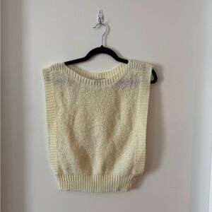 Vintage Cream Sleeveless Knit Sweater, size S